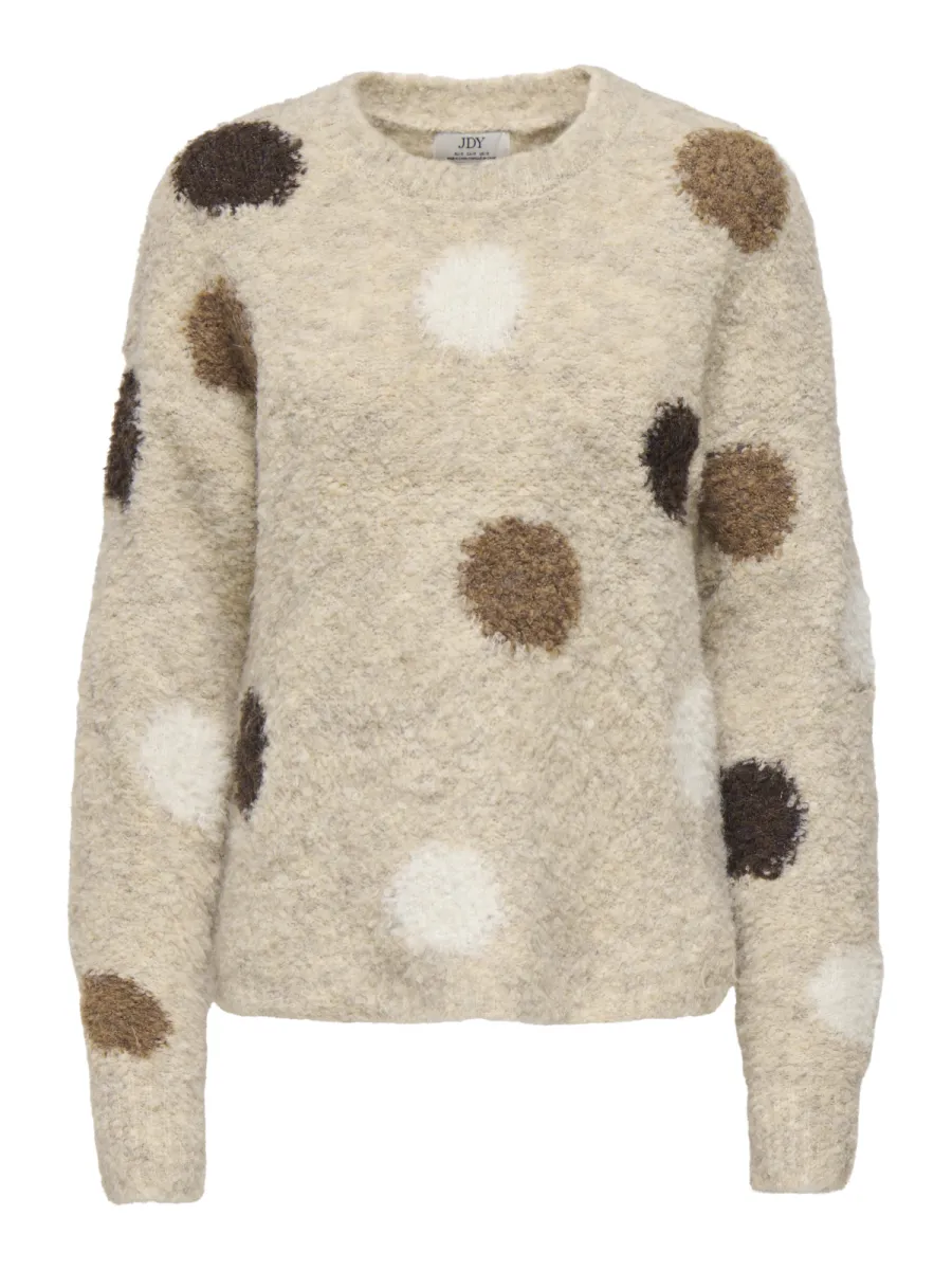 JDY-JDYDOTTIE L/S O-NECK DOT PULLOVER K-15383105-Pussywillow-CREME