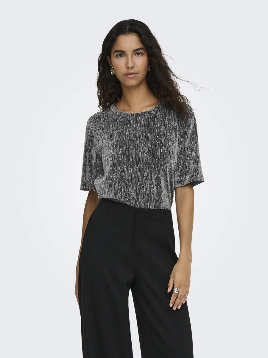 JDY-JDYKASHMERE S/S O NECK TOP JRS-15389728-Silver-ZILVER GRIJS