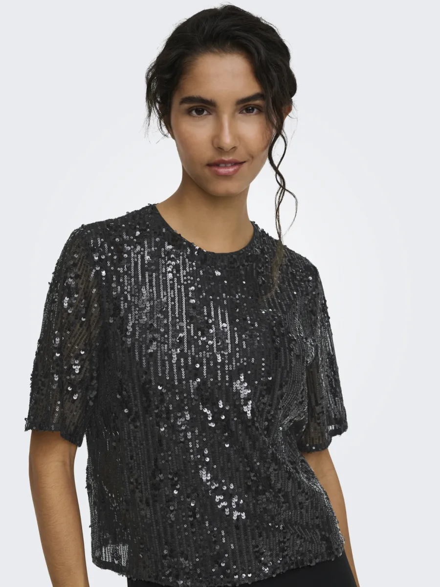 JDY-JDYLOLA 2/4 SEQUIN TOP JRS-15382815-Black-BLACK