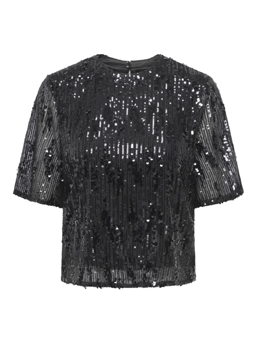 JDY-JDYLOLA 2/4 SEQUIN TOP JRS-15382815-Black-BLACK