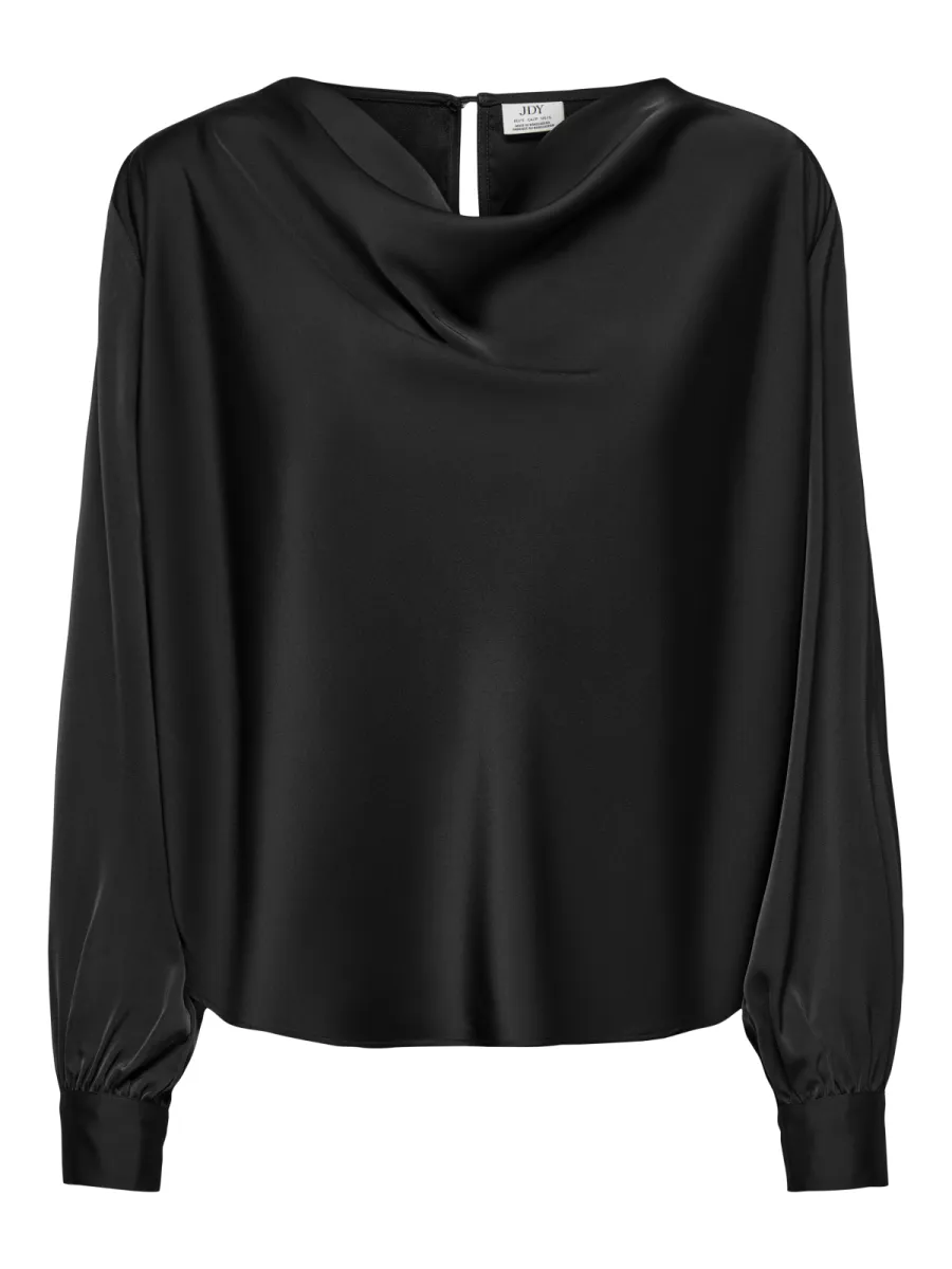 JDY-JDYROCKY L/S WATERFALL TOP WVN-15382754-Black-BLACK