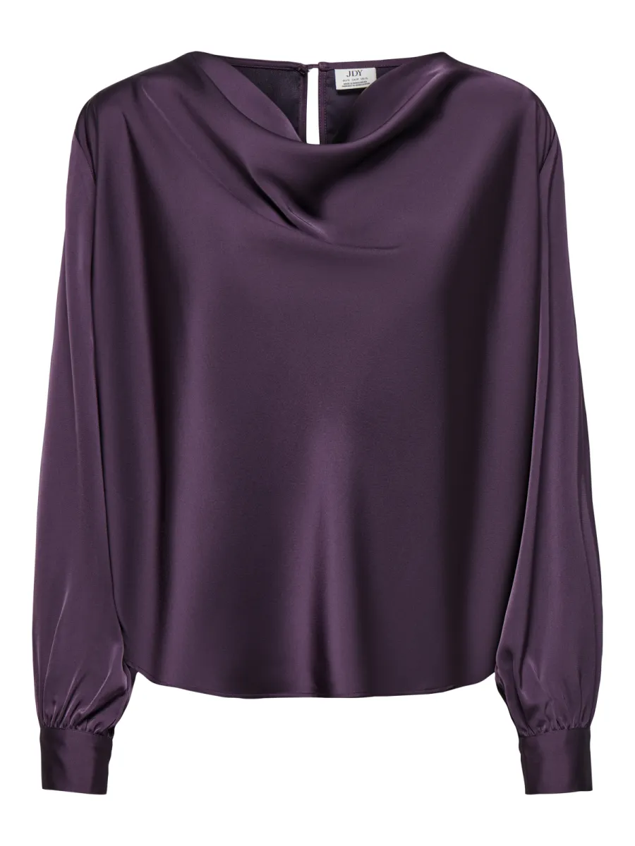 JDY-JDYROCKY L/S WATERFALL TOP WVN-15382754-Plum Perfect-PAARS