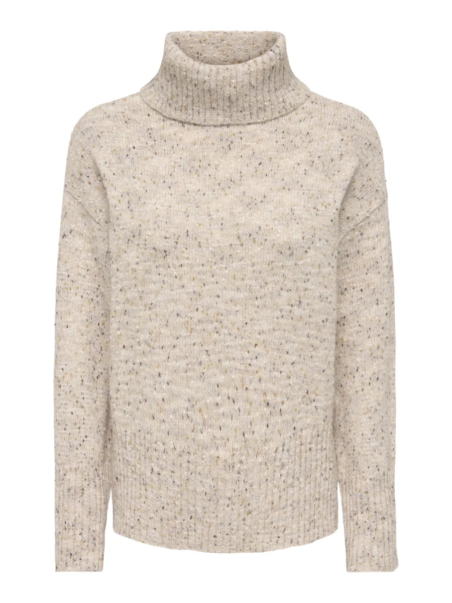 JDY-JDYSABINE L/S COWL NECK PULLOVER KN-15379769-Oatmeal-CREME