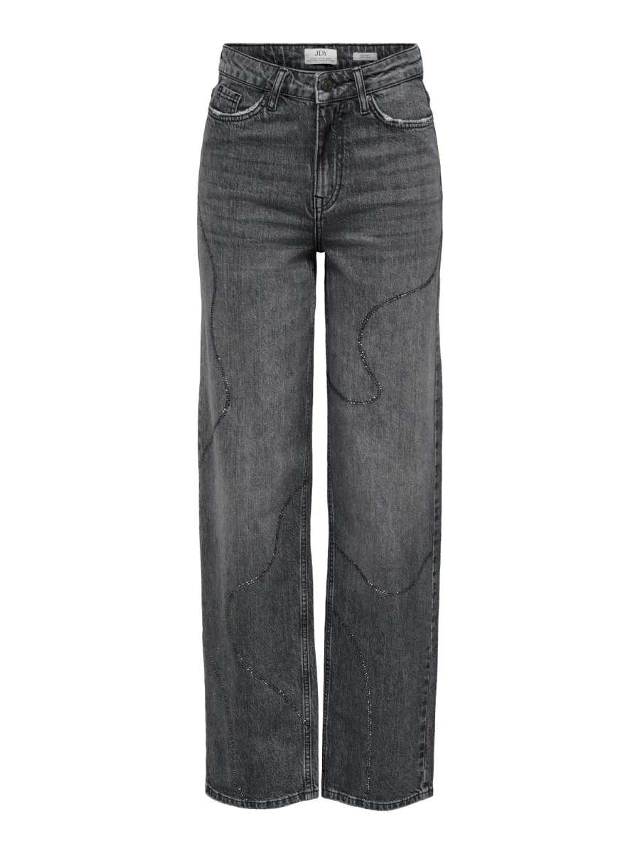 JDY-JDYSANDRA HW STONE STRAIGHT JEANS D-15379730-Medium Grey Denim-GRIJS COMBINATIES