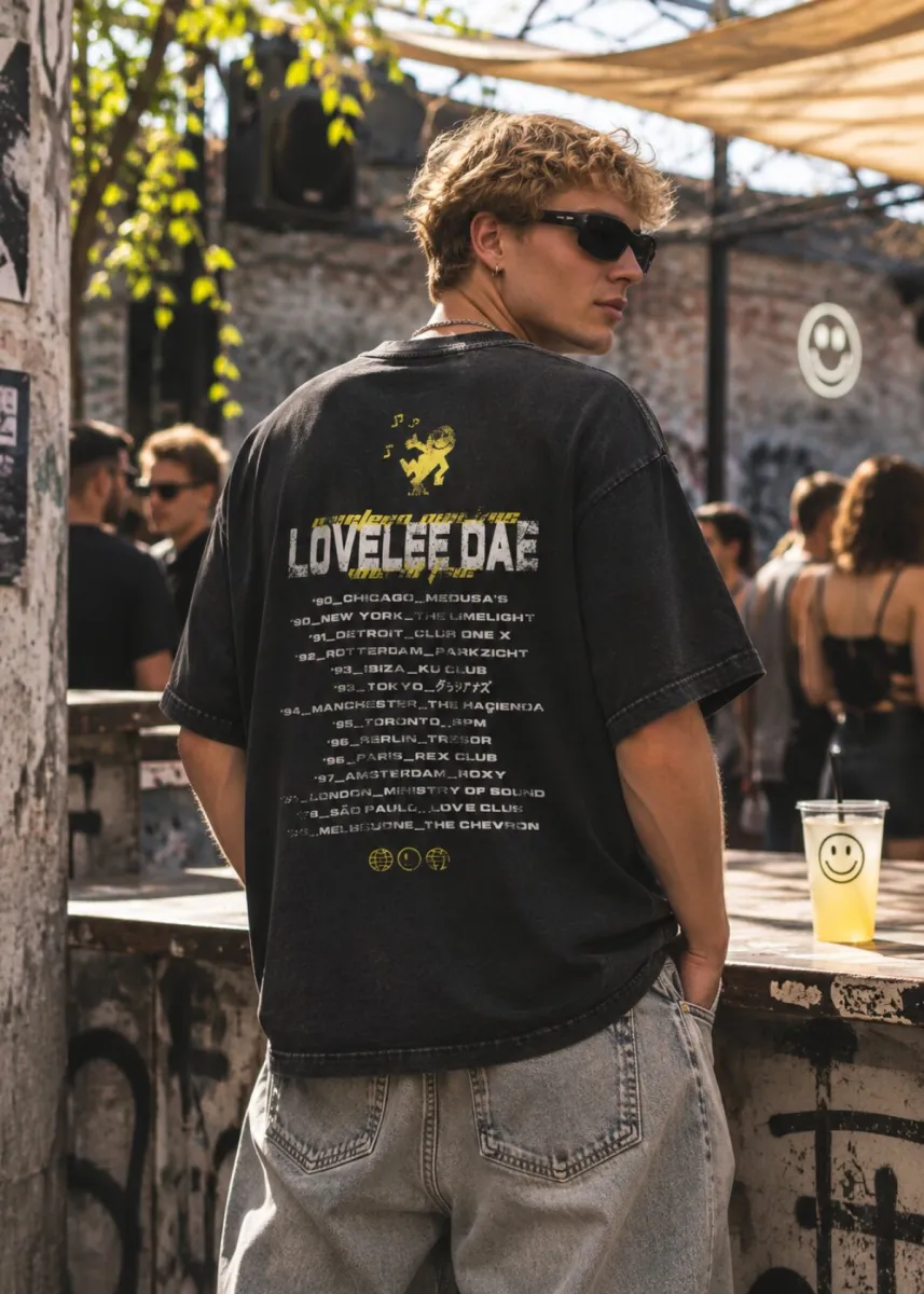 Lovelee Dae-Frankie worldtour SS-LLD000047-2 Washed black-ZWART