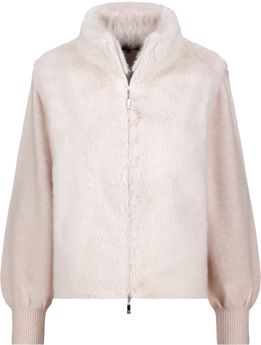 Monari-Cardigan with faux fur-810180-163 Creme brulee-CREME