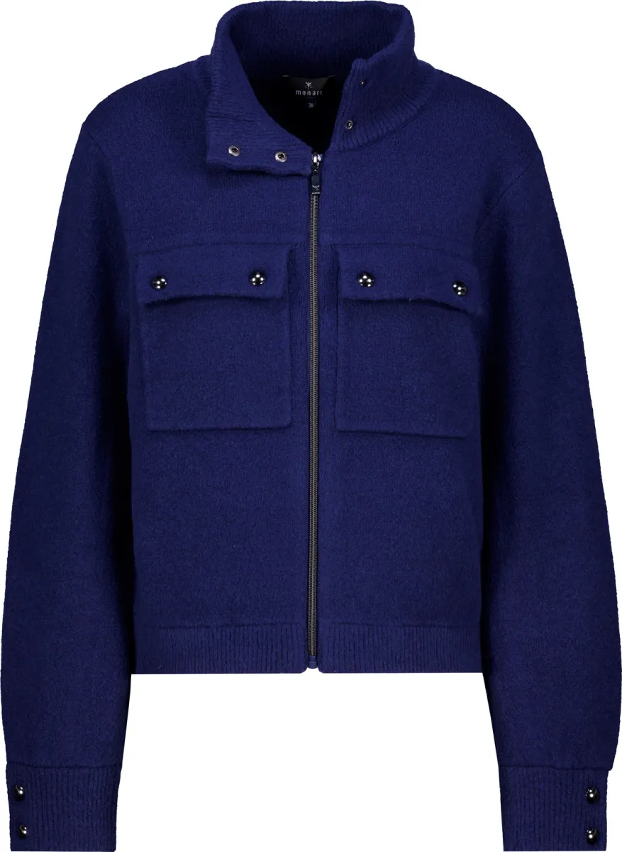 Monari-Cardigan with flap pockets-810195-786 Classic navy-NAVY