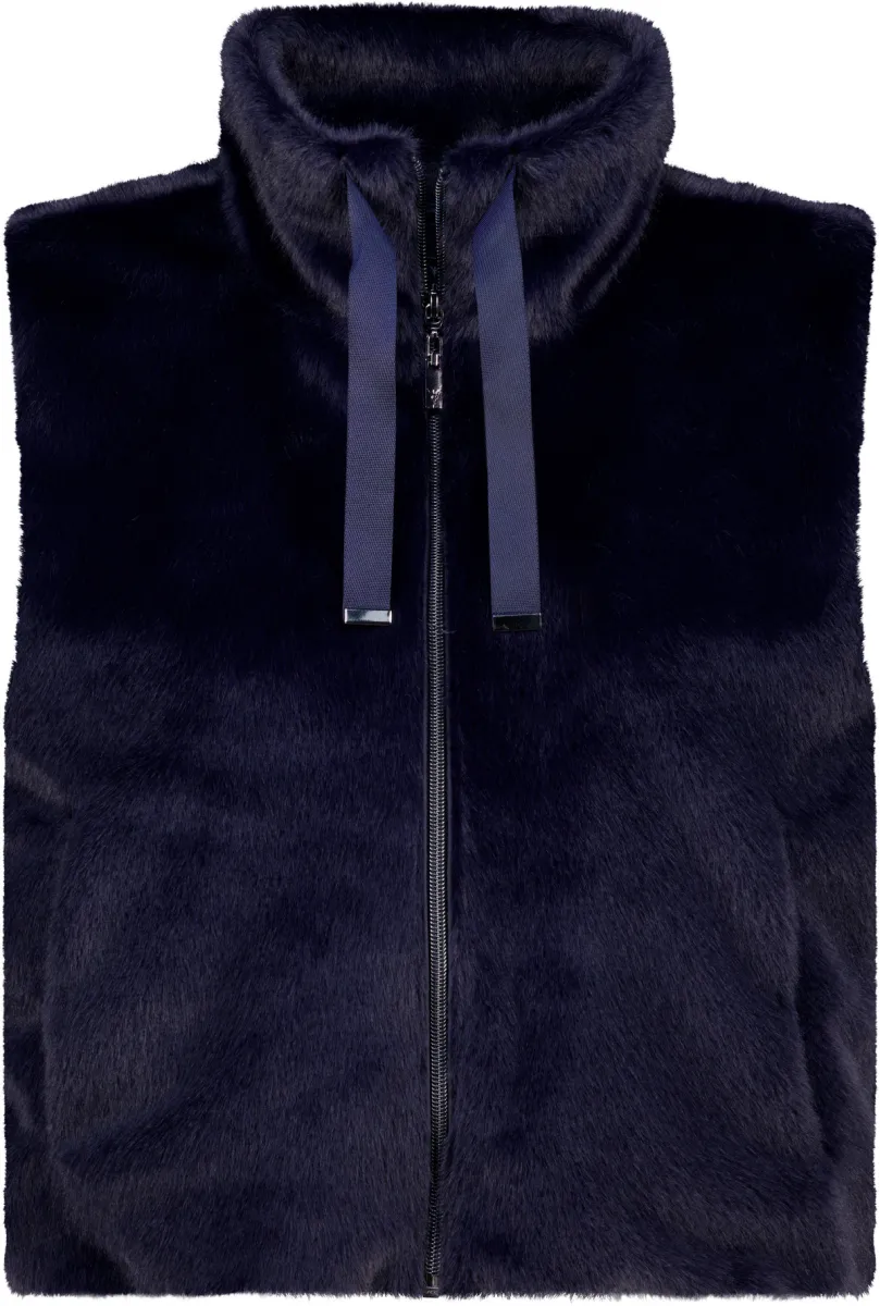 Monari-Faux fur vest-810143-790 Dark blue-DONKER BLAUW