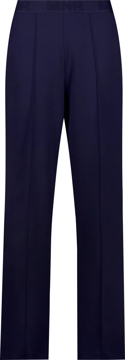 Monari-Faux leather wide-leg trousers-810294-790 Dark blue-DONKER BLAUW