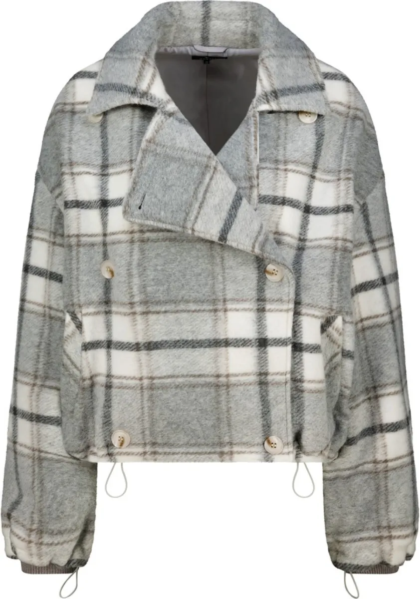 Monari-Jacket with a chequered pattern-810062-848 Light grey pattern-GRIJS