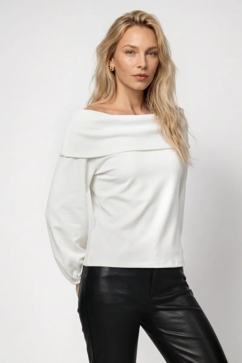 Monari-Jumper with carmen neckline-809858-102 Off-white-OFF WHITE