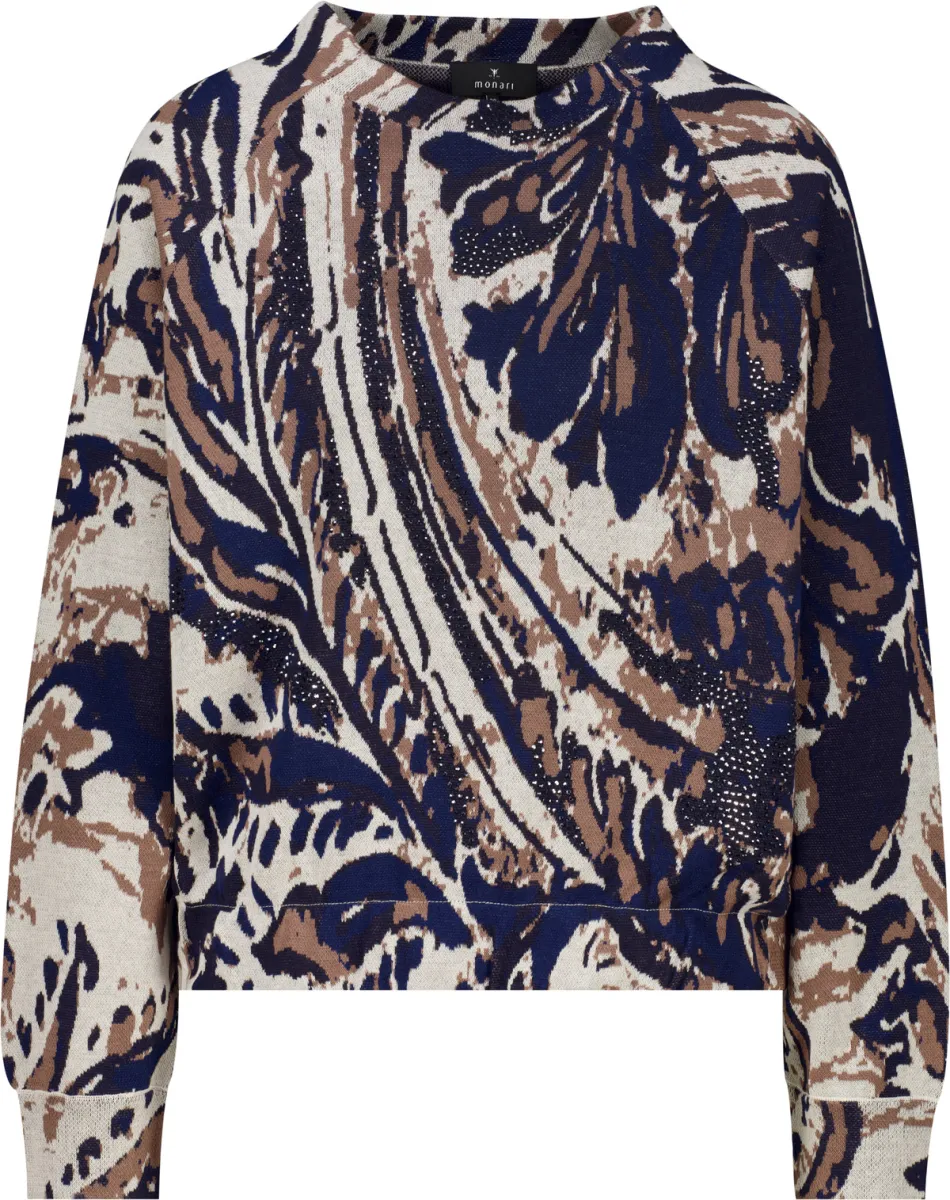 Monari-Jumper with paisley jacquard-810332-788 Classic navy pattern-NAVY