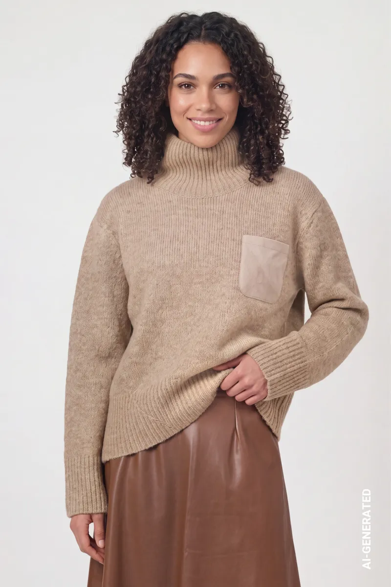monari-knitted-jumper-with-chest-pocket-810356-596-sesame-bruin-2 Monari-Knitted jumper with chest pocket-810356-596 Sesame-BRUIN