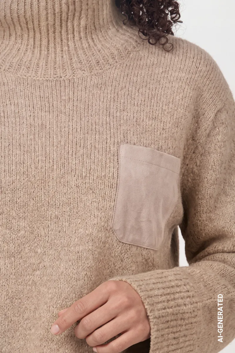 monari-knitted-jumper-with-chest-pocket-810356-596-sesame-bruin-4 Monari-Knitted jumper with chest pocket-810356-596 Sesame-BRUIN