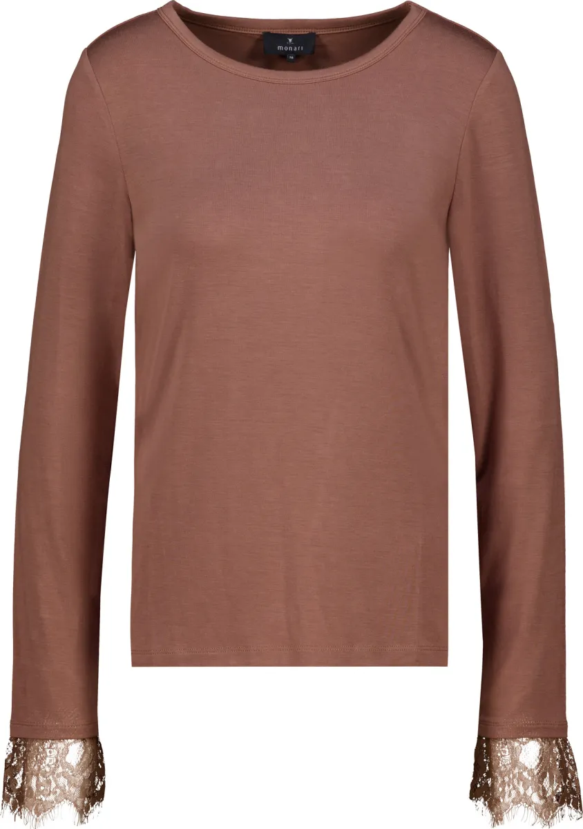 Monari-Long-sleeve shirt with lace-810541-552 Tiramisu-BRUIN