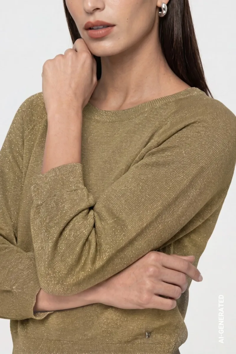 Monari-Lurex trui-809949-625 Forest-GROEN