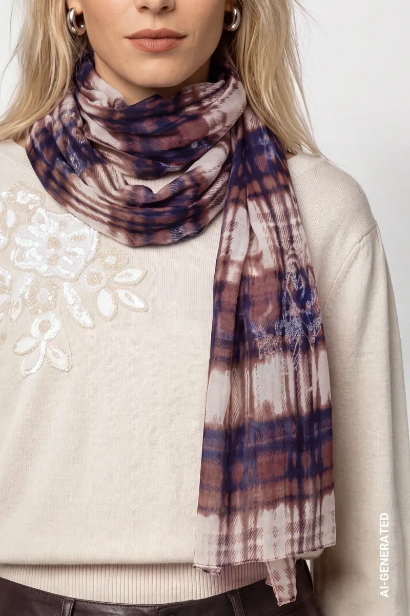 monari-scarf-with-plaid-pattern-810265-554-tiramisu-pattern-bruin-3 Monari-Scarf with plaid pattern-810265-554 Tiramisu pattern-BRUIN