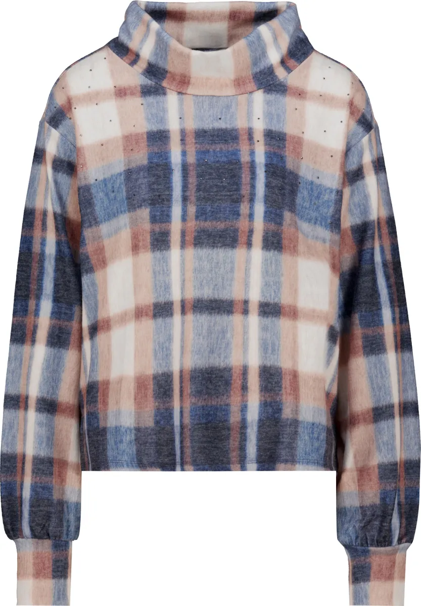 Monari-Sweatshirt with plaid pattern-810595-554 Tiramisu pattern-BRUIN