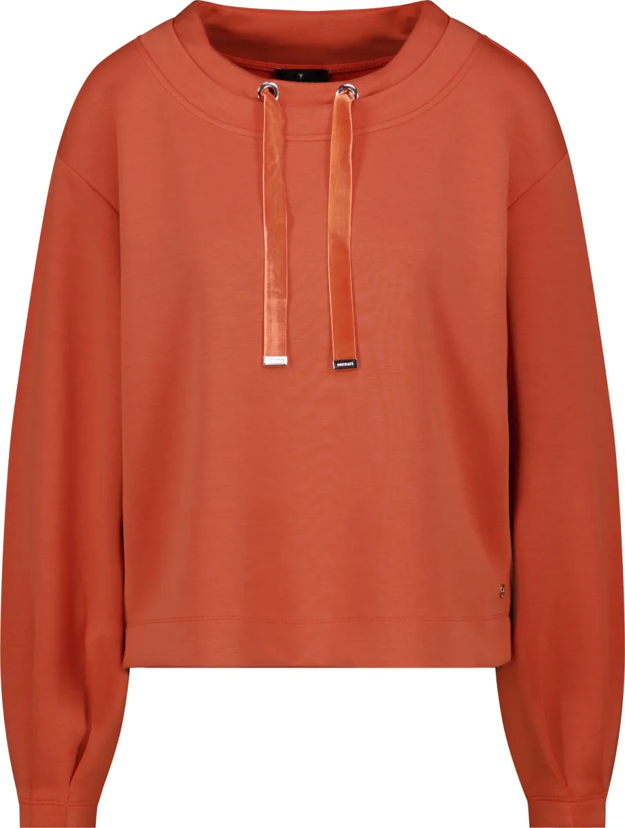 Monari-Sweatshirt with velvety drawstring-810465-260 Pumpkin-ORANJE