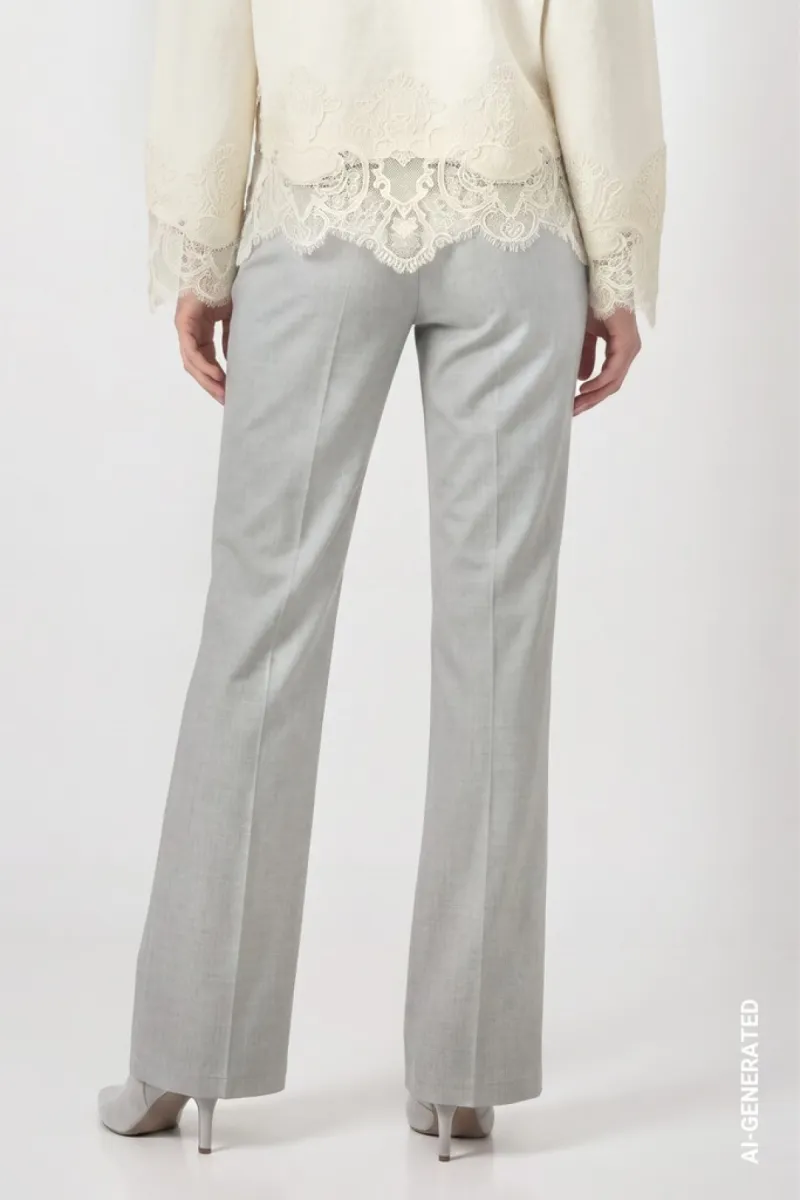 Monari-Wide leg business trousers-810006-849 Light grey melange-LICHT-/PAREL GRIJS