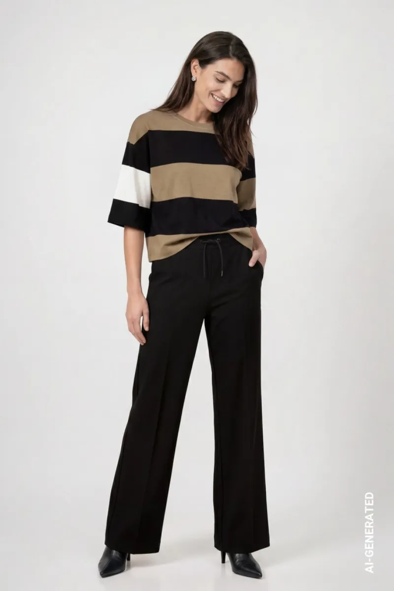 Monari-Wide-leg jogger-810119-999 Black-ZWART
