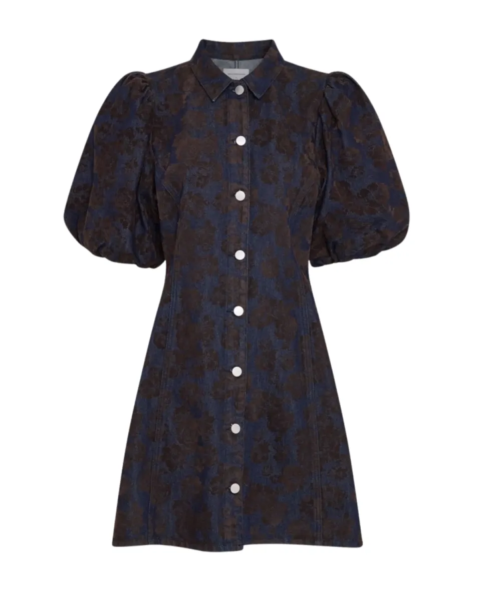 MOSS COPENHAGEN-Alexa 2/4 Dress Aop-20204-Mole Flower-BRUIN COMBINATIES