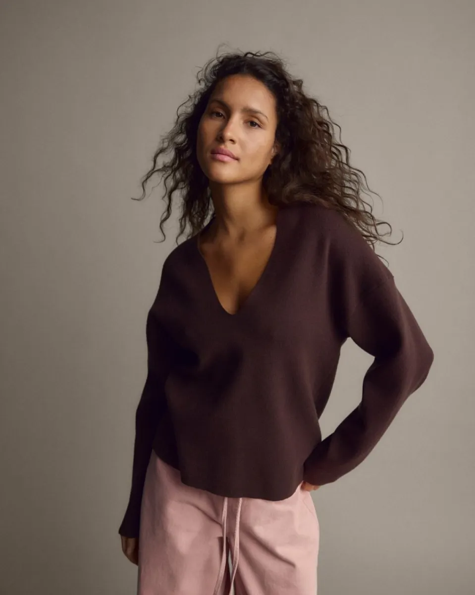 MOSS COPENHAGEN-Lare East V Pullover-20214-Mole-BRUIN