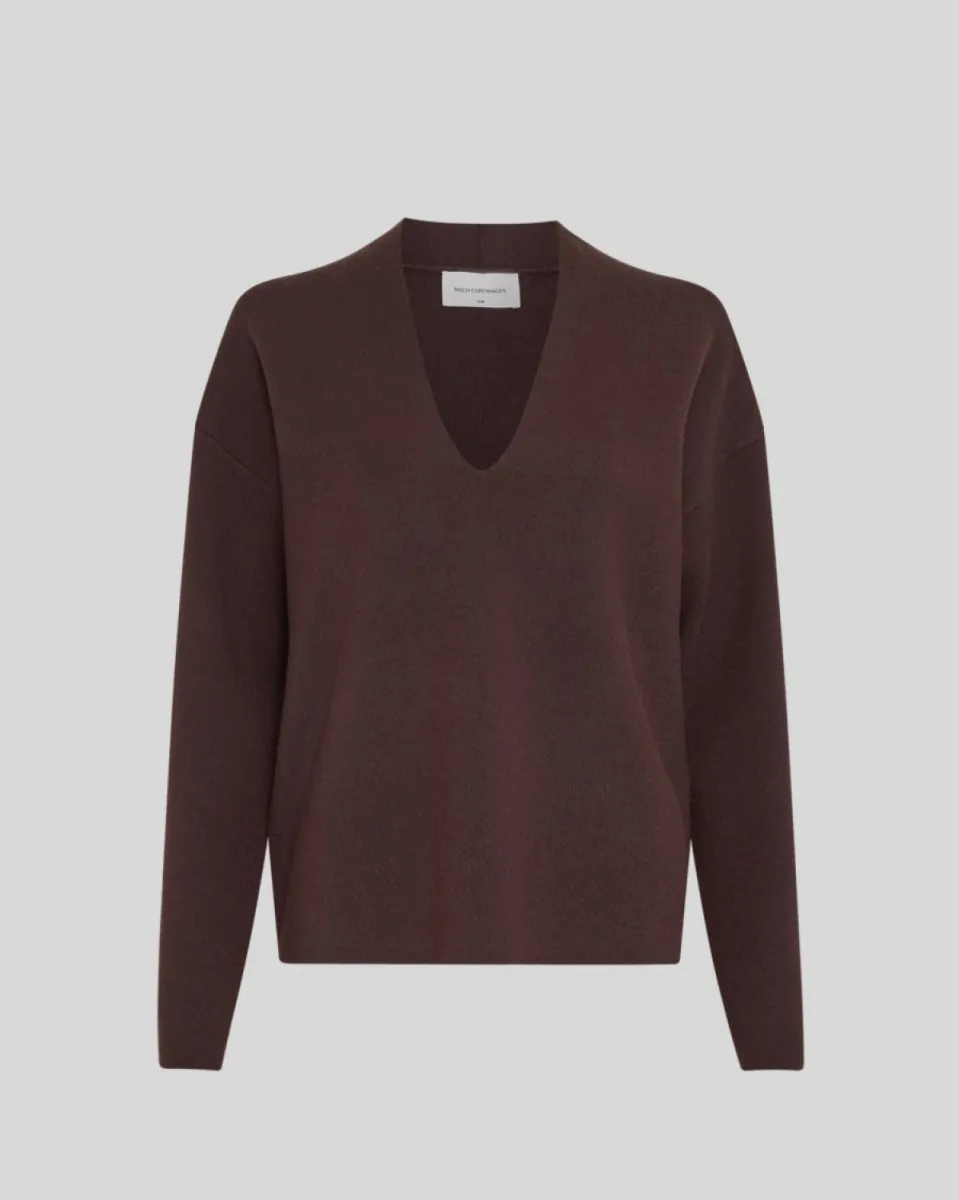 MOSS COPENHAGEN-Lare East V Pullover-20214-Mole-BRUIN