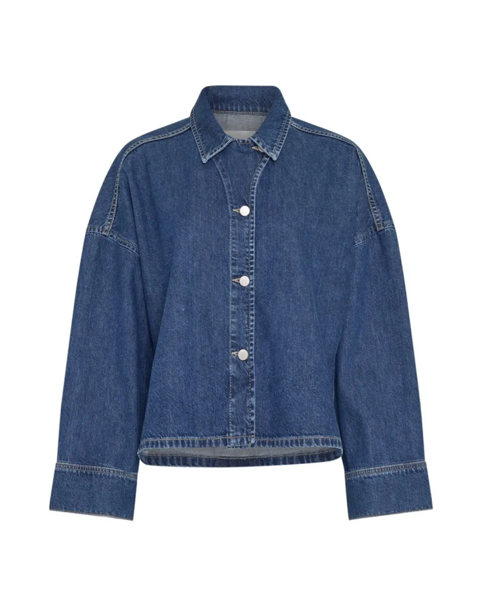 MOSS COPENHAGEN-Loa Lis Denim Shirt-20202-Mid Blue Wash-DENIM