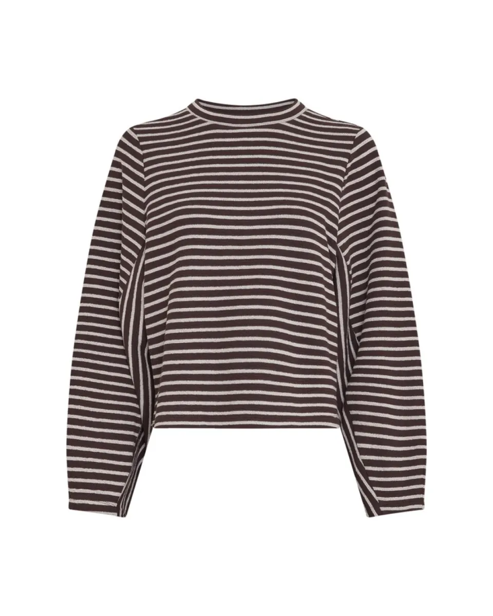 MOSS COPENHAGEN-Sofia Sweatshirt STP-20246-Mole/Oatmeal-BRUIN COMBINATIES