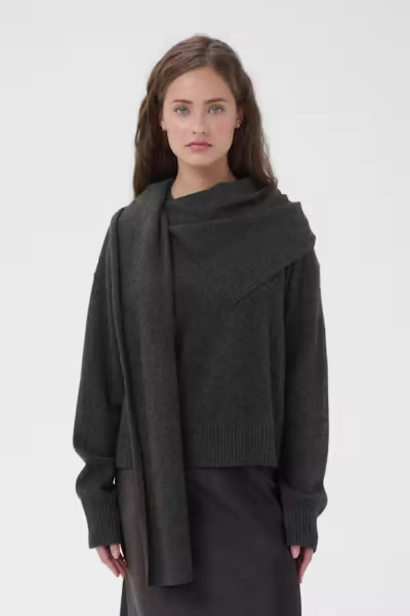 My Essential Wardrobe-Tracy Knit Scarf Pullover-10705759-100379-DONKER GRIJS/GRAFIET