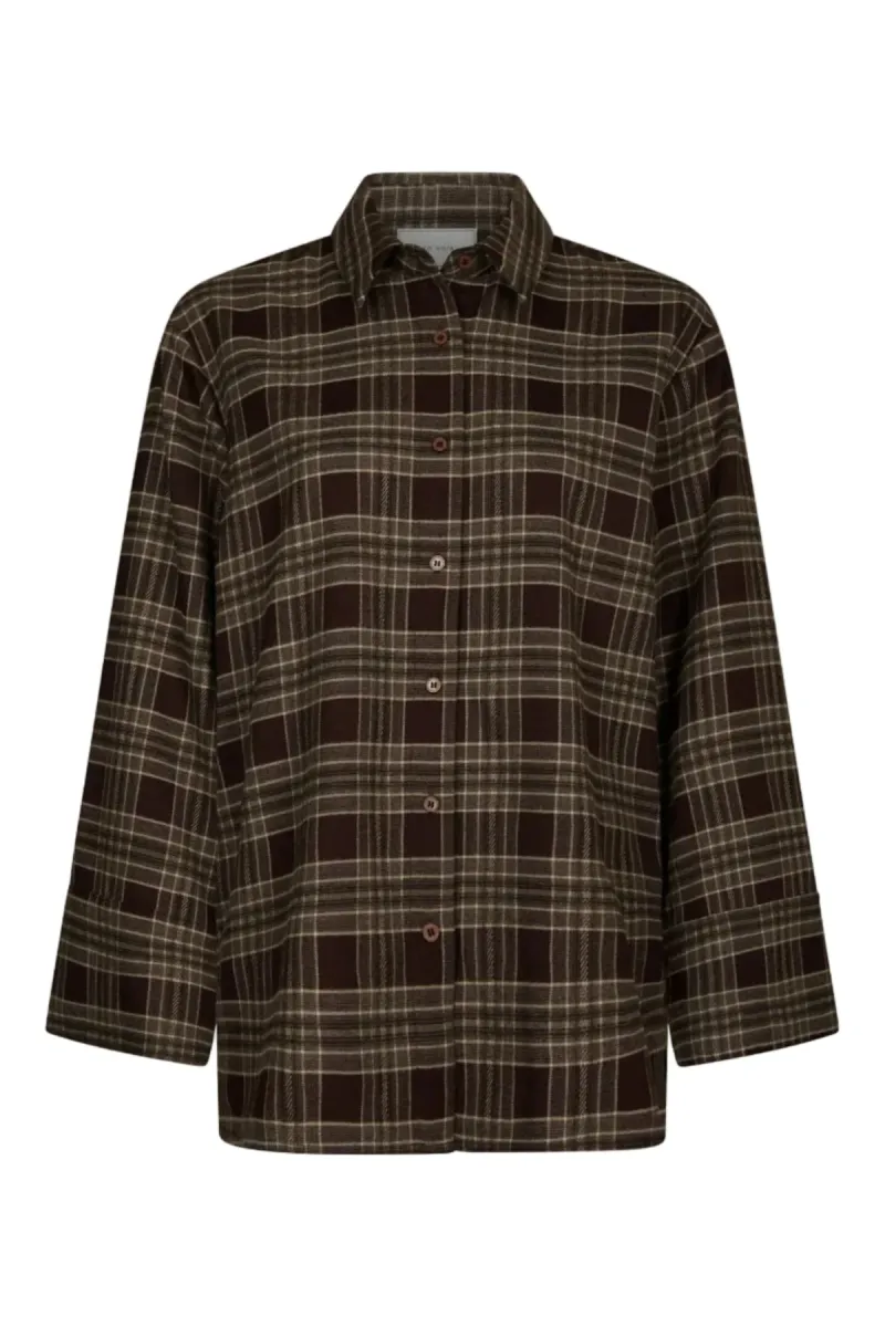 Neo Noir-Dita Flannel Check Shirt-171676-210 Brown-BRUIN COMBINATIES