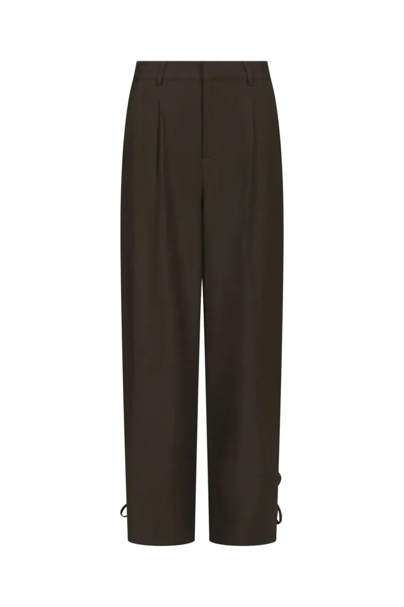 Neo Noir-Isotta Structure Tie Pants-170430-676 Dark Brown-DONKER BRUIN