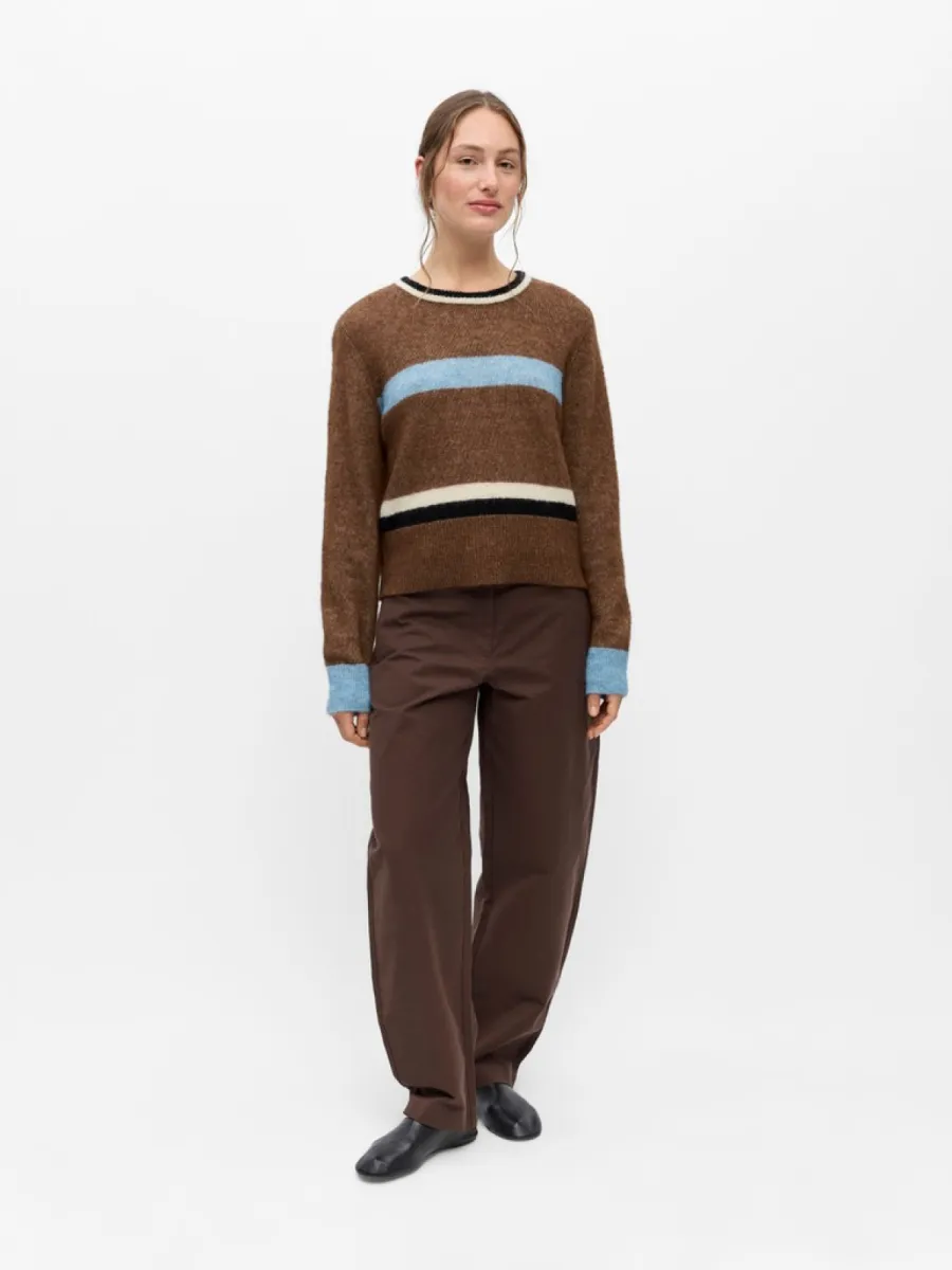 object-objaggie-l-s-re-knit-pullover-noos-23049476-carafe-stripes-cafe-2 OBJECT-OBJAGGIE L/S RE KNIT PULLOVER NOOS-23049476-Carafe Stripes-CAFE