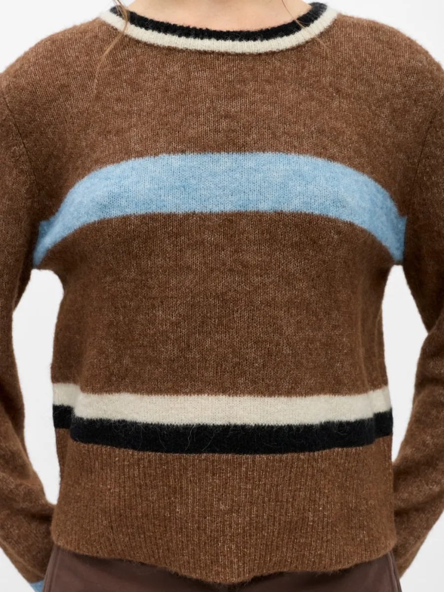 object-objaggie-l-s-re-knit-pullover-noos-23049476-carafe-stripes-cafe-3 OBJECT-OBJAGGIE L/S RE KNIT PULLOVER NOOS-23049476-Carafe Stripes-CAFE