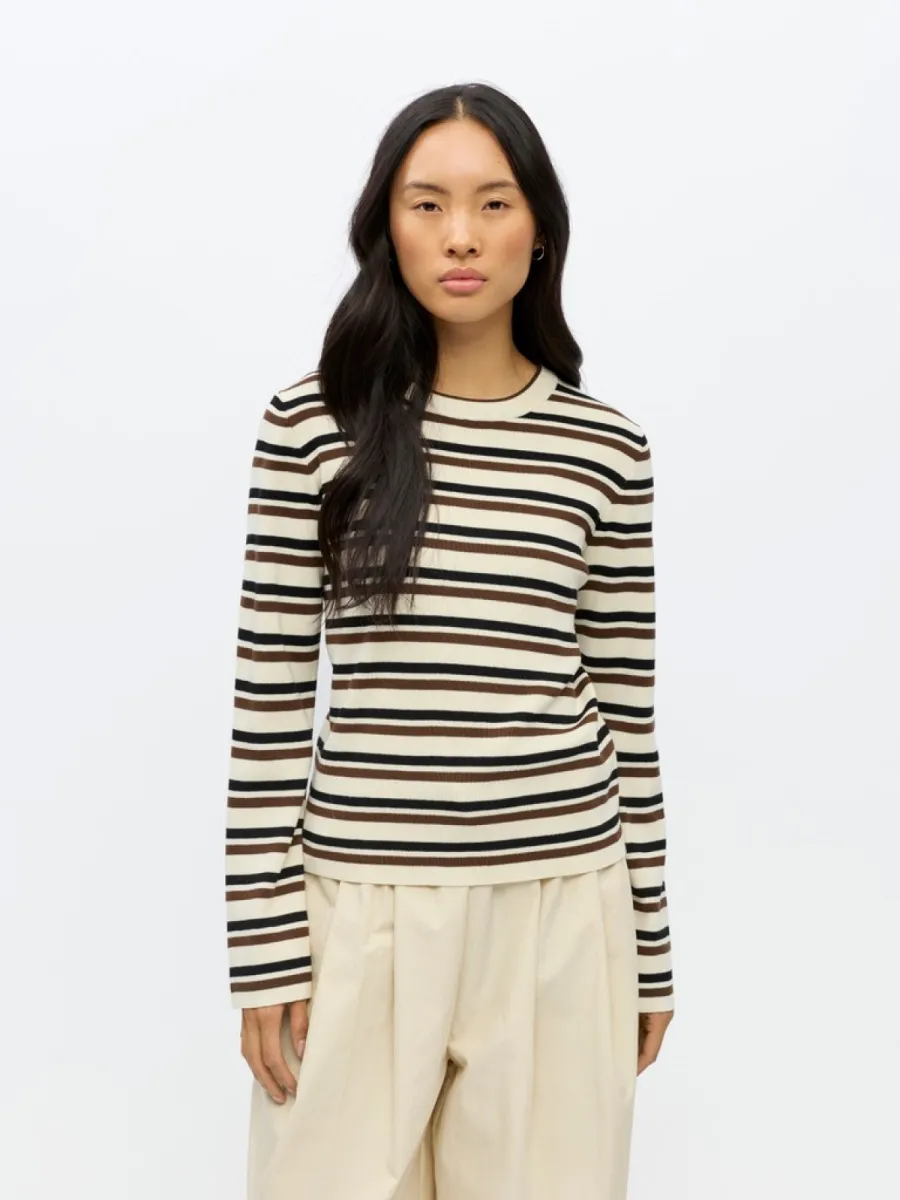 OBJECT-OBJESTER L/S RE KNIT PULLOVER NOOS-23050584-Birch Black Carafe-CREME
