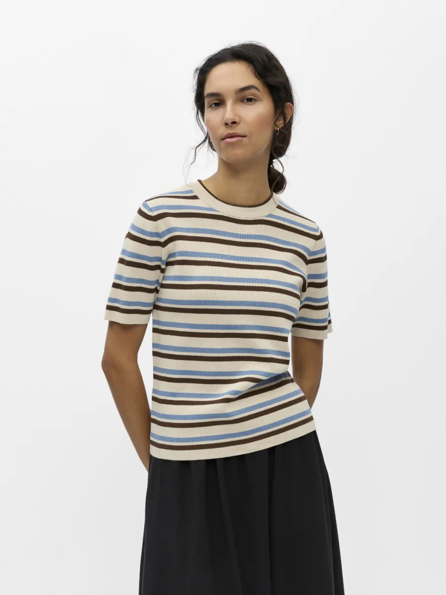 OBJECT-OBJESTER S/S NEW KNIT PULLOVER NOOS-23043510-Sandshell Blue Shadow-ZAND
