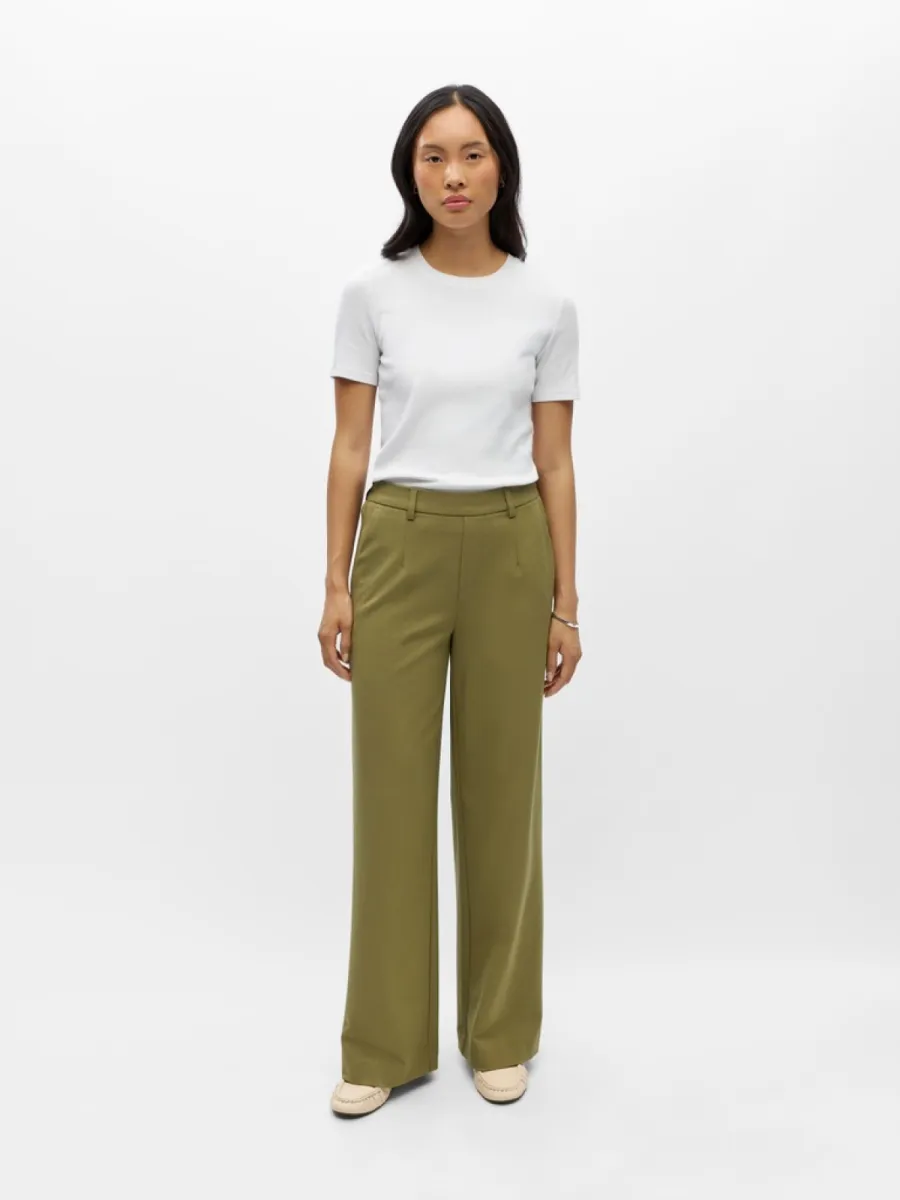 OBJECT-OBJLISA WIDE PANT NOOS-23037921-Martini Olive-GROEN