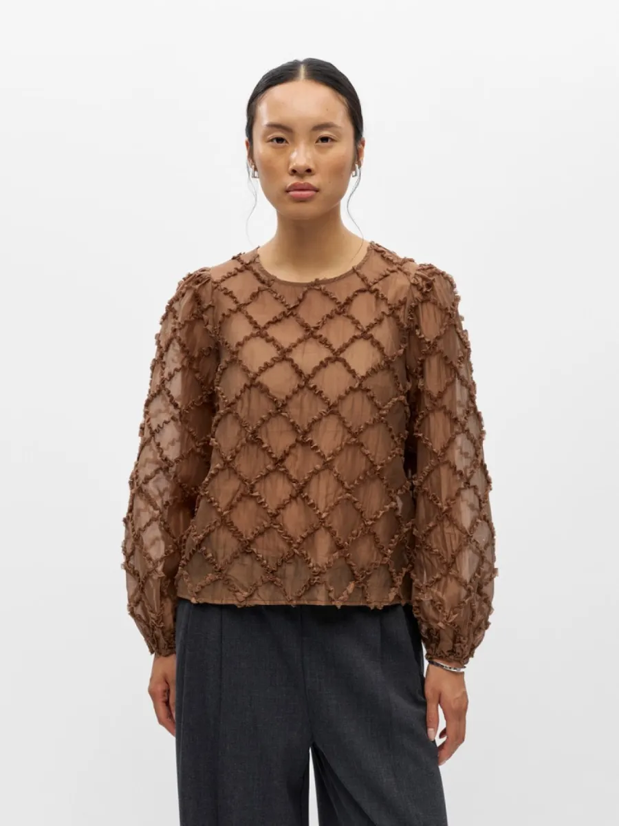 OBJECT-OBJLUISA L/S RE O-NECK TOP 146-23049907-Carafe-BRUIN