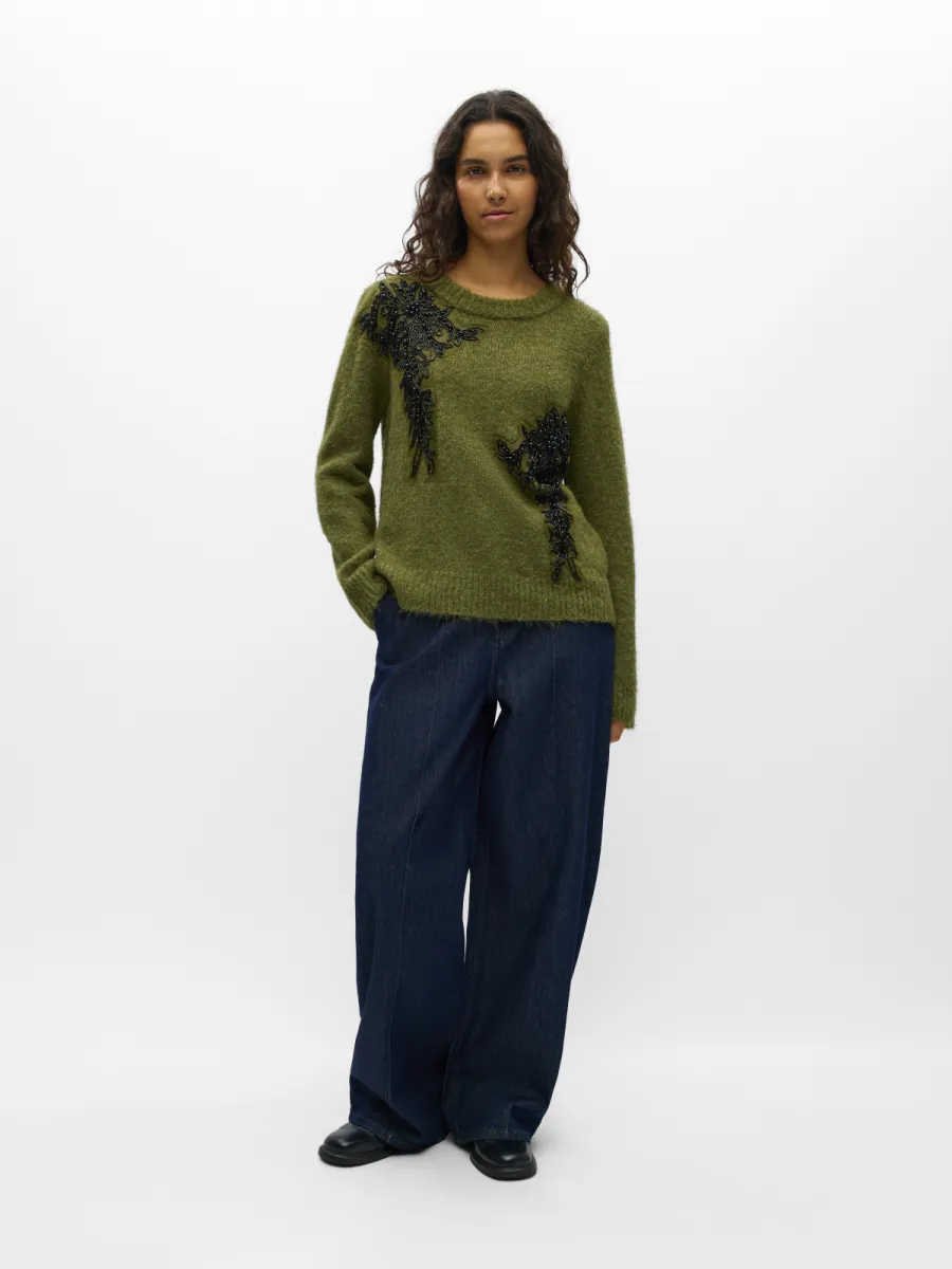 object-objmelea-l-s-re-knit-pullover-148-23050294-martini-olive-olijf-3 OBJECT-OBJMELEA L/S RE KNIT PULLOVER 148-23050294-Martini Olive-OLIJF
