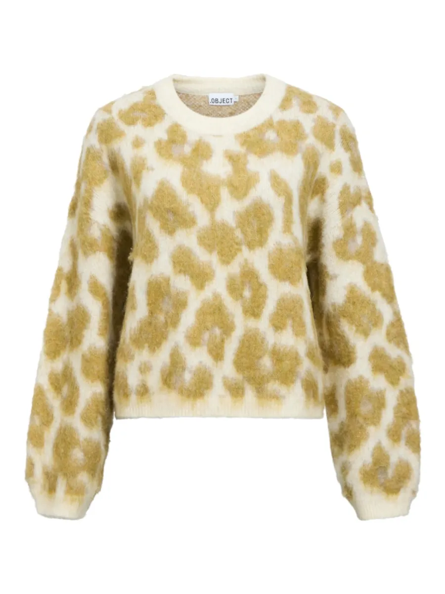 OBJECT-OBJPIPSY L/S RE KNIT PULLOVER 146-23049734-Birch-CREME