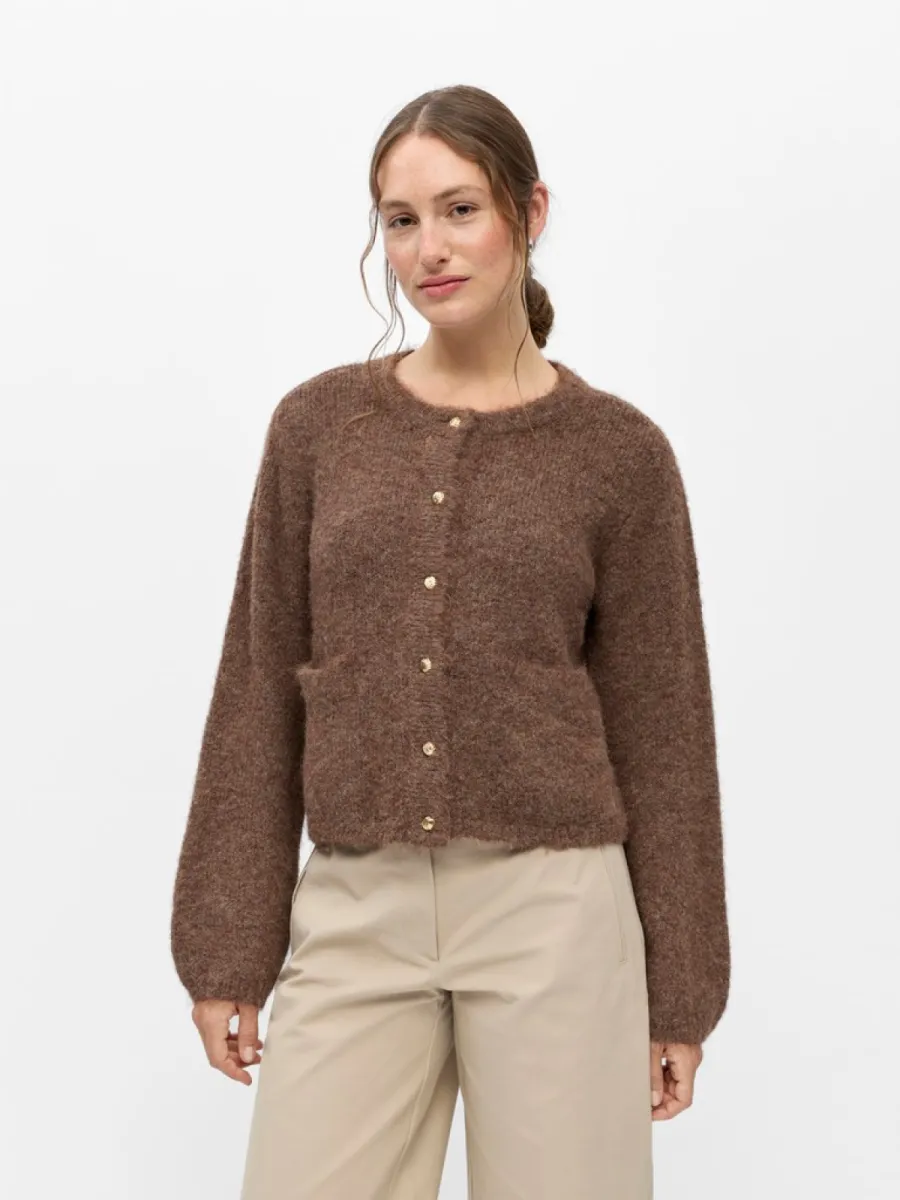 OBJECT-OBJSAGGIA RE L/S KNIT CARDIGAN NOOS-23046886-Carafe-BRUIN
