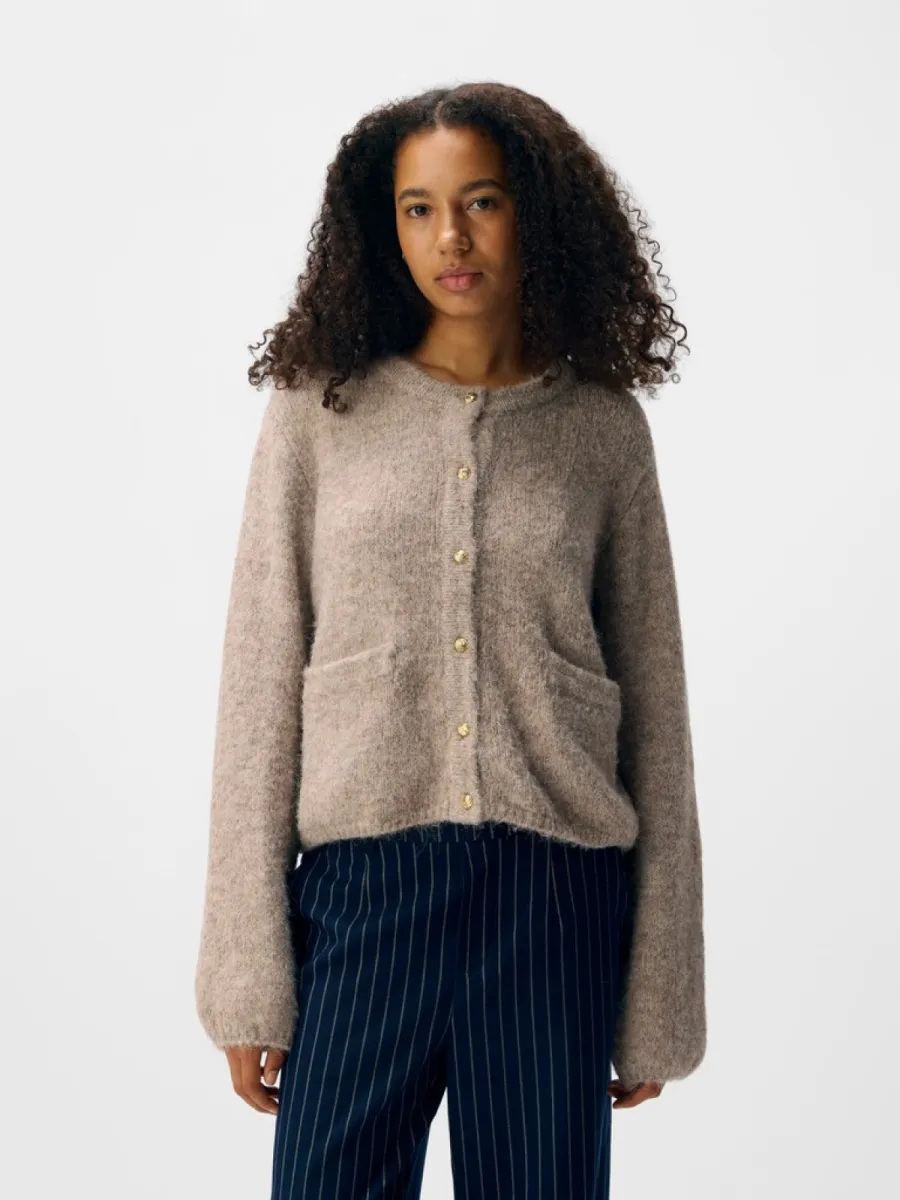 OBJECT-OBJSAGGIA RE L/S KNIT CARDIGAN NOOS-23046886-Humus-ZAND