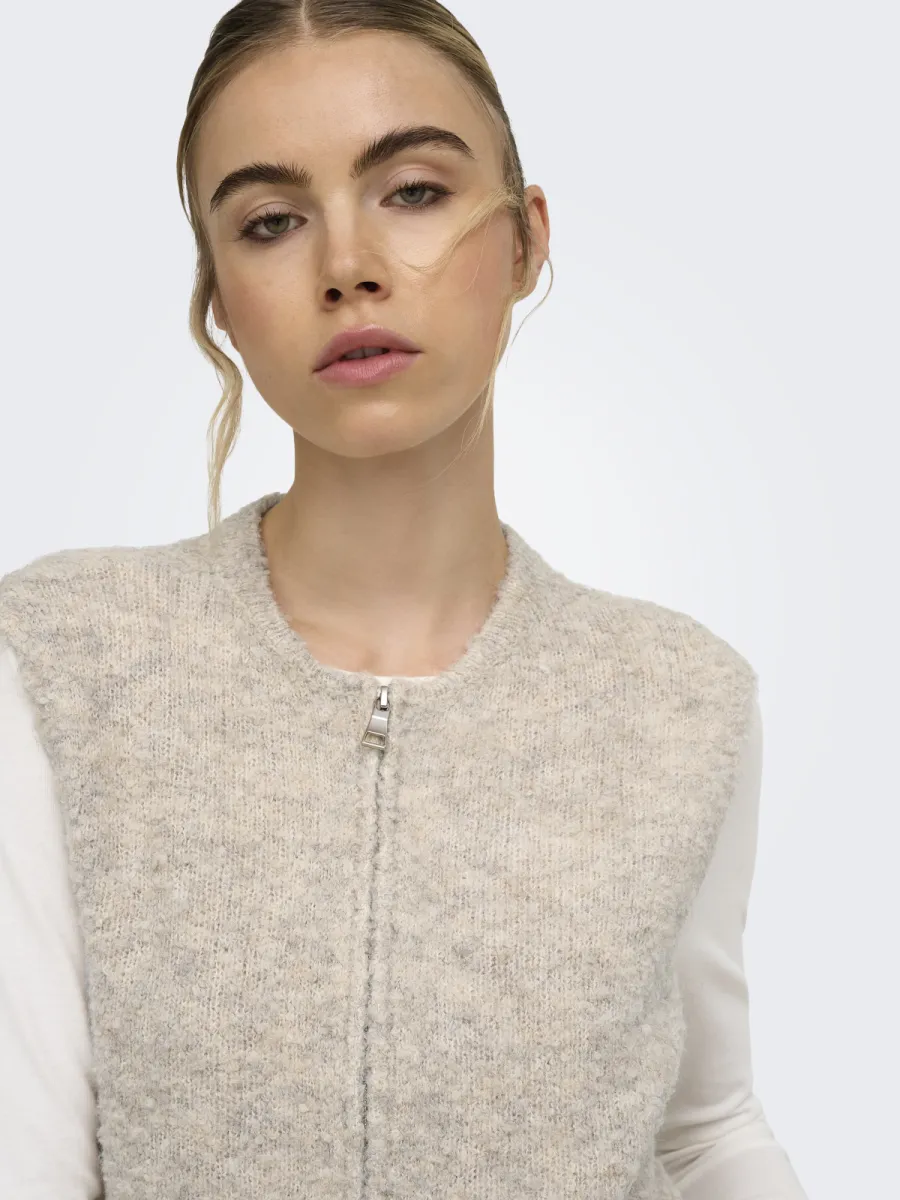 ONLY-ONLBOUBLE SL O-NECK ZIP VEST KNT-15374816-Peyote-KIT