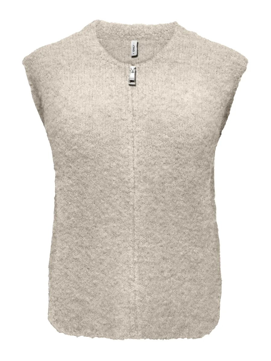 ONLY-ONLBOUBLE SL O-NECK ZIP VEST KNT-15374816-Peyote-KIT