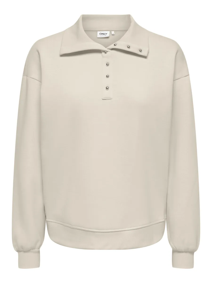 ONLY-ONLCORALIE L/S BUTTON COLLAR SWT-15383346-Birch-CREME