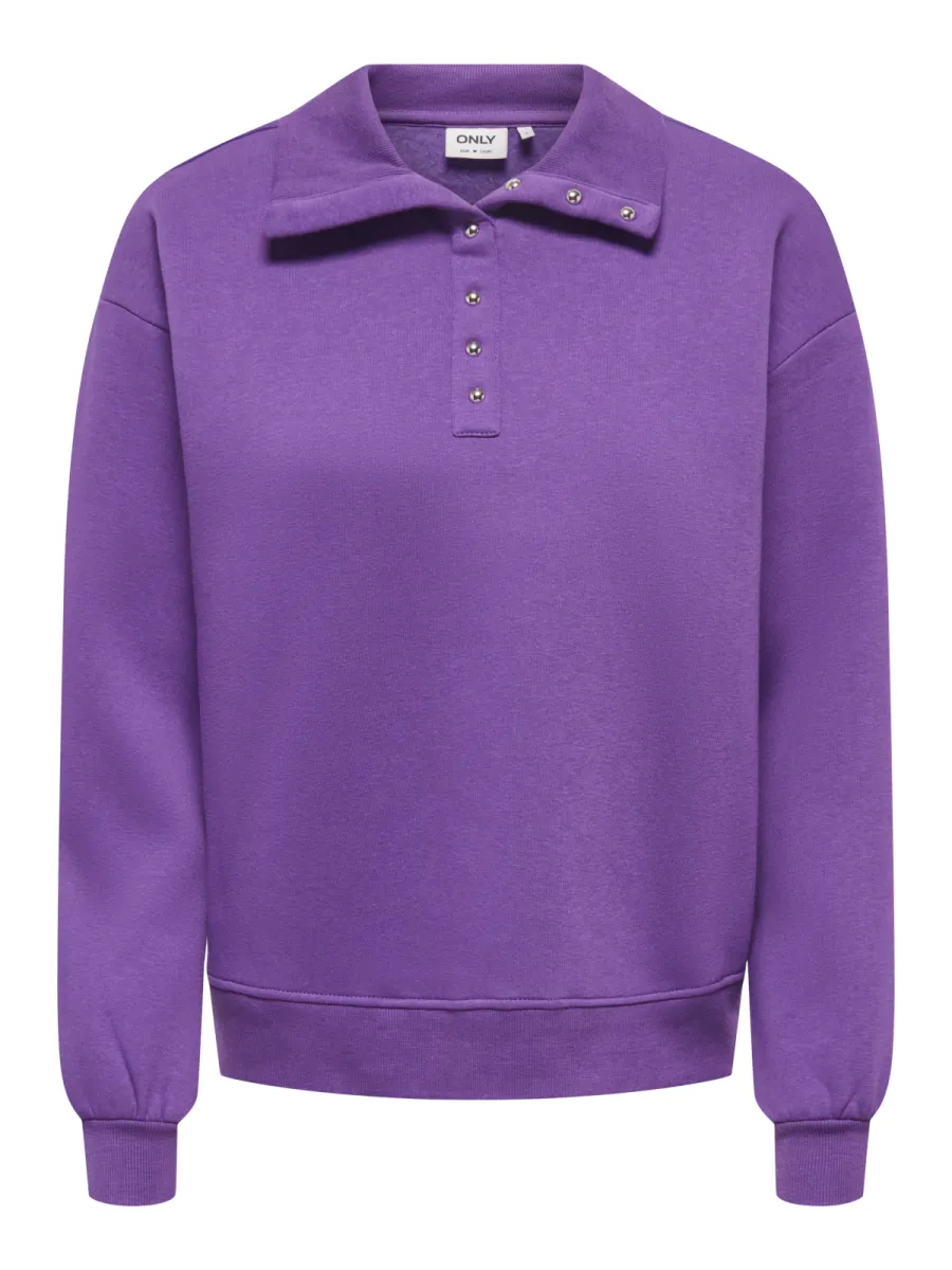 ONLY-ONLCORALIE L/S BUTTON COLLAR SWT-15383346-Pansy Silver Buttons-ZILVER GRIJS
