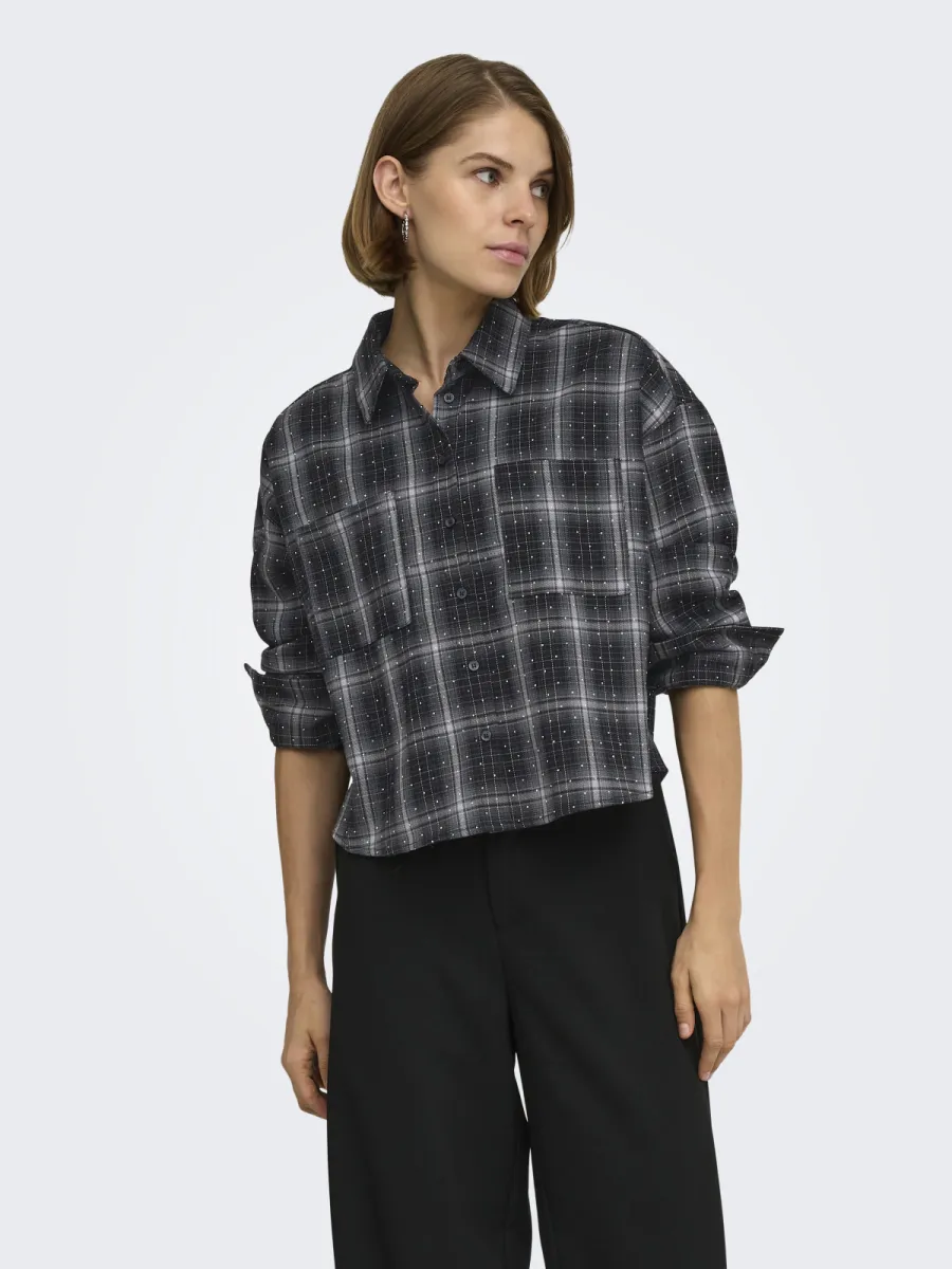 ONLY-ONLILSTON LS GLITTER DETAIL SHIRT W-15383362-Black Checks-ZWART COMBINATIES
