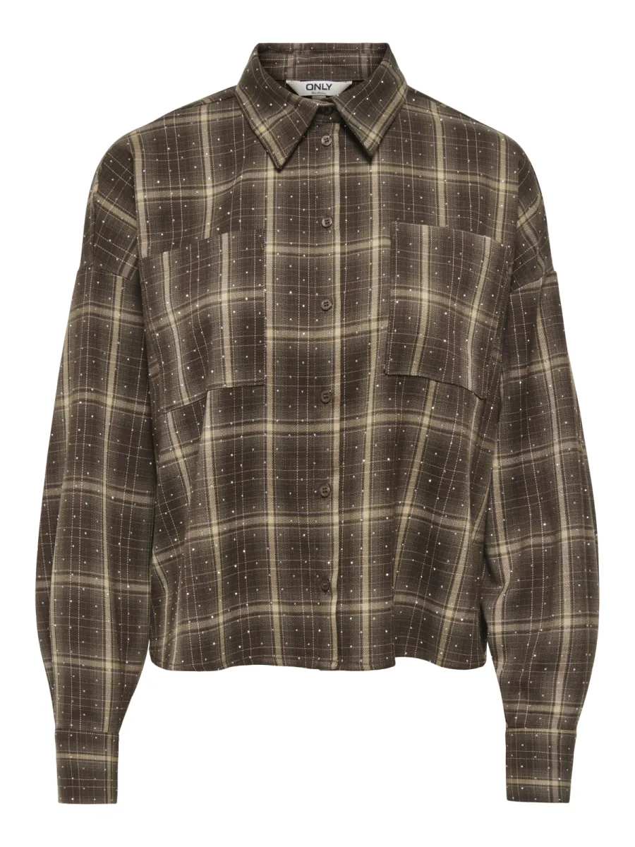 ONLY-ONLILSTON LS GLITTER DETAIL SHIRT W-15383362-Black Coffee-CAFE