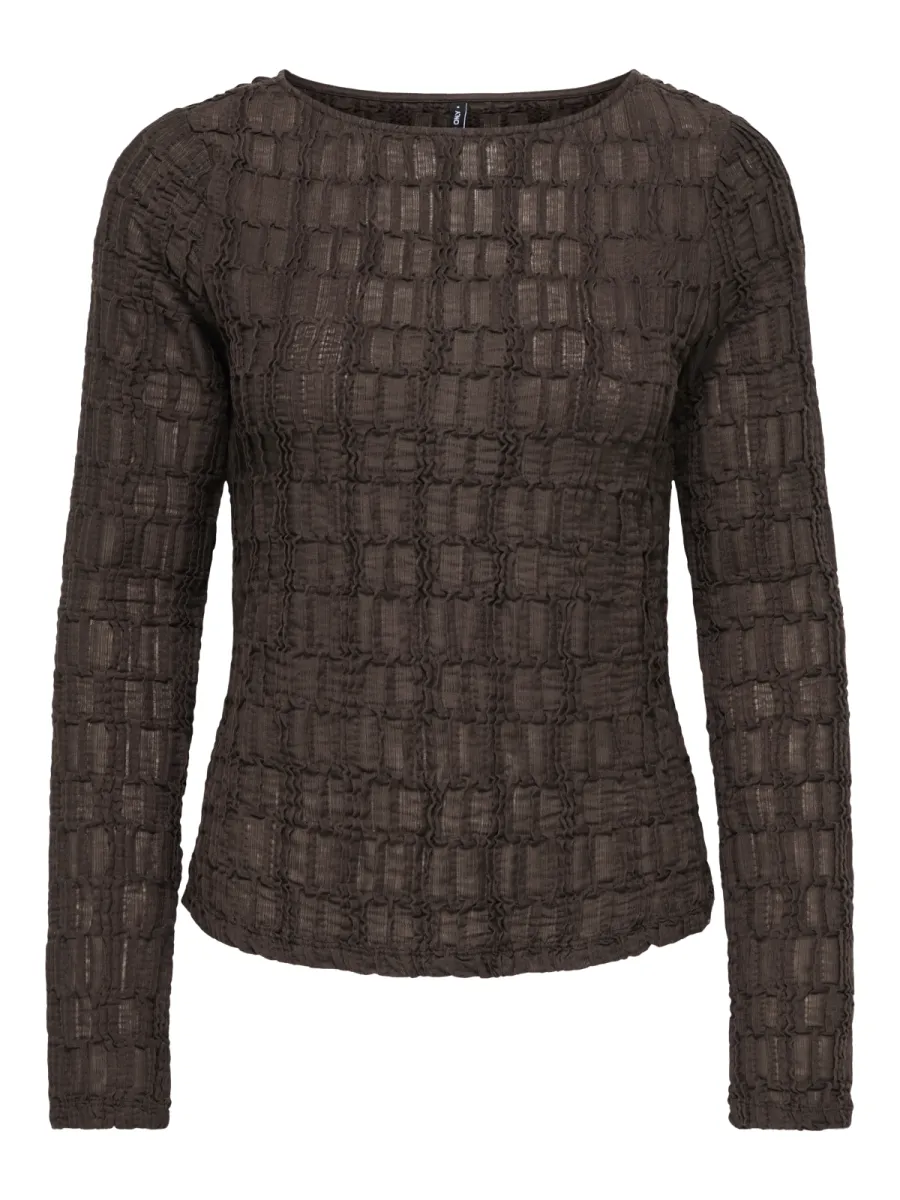 ONLY-ONLJADE L/S BOATNECK TOP JRS-15384706-Coffee Bean-CAFE